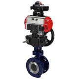 Water Butterfly Valve Elephant WBV3EX-3432M-1W-F-ISO, body material - Carbon steel, disk material - Stainless steel AISI 316, seal - Metal, pneumatic actuator PA-DA double action, 4M310-08 24V, LSU APL-210N, handwheel MON