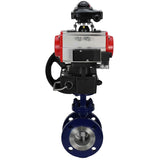 Water Butterfly Valve Elephant WBV3EX-3432M-1W-F-ISO, body material - Carbon steel, disk material - Stainless steel AISI 316, seal - Metal, pneumatic actuator PA-DA double action, 4M310-08 220V, LSU APL-210N, handwheel MON