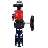 Water Butterfly Valve Elephant WBV3EX-3432M-1W-F-ISO, body material - Carbon steel, disk material - Stainless steel AISI 316, seal - Metal, pneumatic actuator PA-DA double action, 4M310-08 24V, LSU APL-210N, handwheel MON