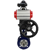 Water Butterfly Valve Elephant WBV3EX-3432M-1W-F-ISO, body material - Carbon steel, disk material - Stainless steel AISI 316, seal - Metal, pneumatic actuator PA-DA double action, 4M310-08 24V, LSU APL-210N, handwheel MON