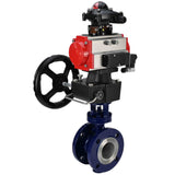 Water Butterfly Valve Elephant WBV3EX-3432M-1W-F-ISO, body material - Carbon steel, disk material - Stainless steel AISI 316, seal - Metal, pneumatic actuator PA-DA double action, 4M310-08 220V, LSU APL-210N, handwheel MON