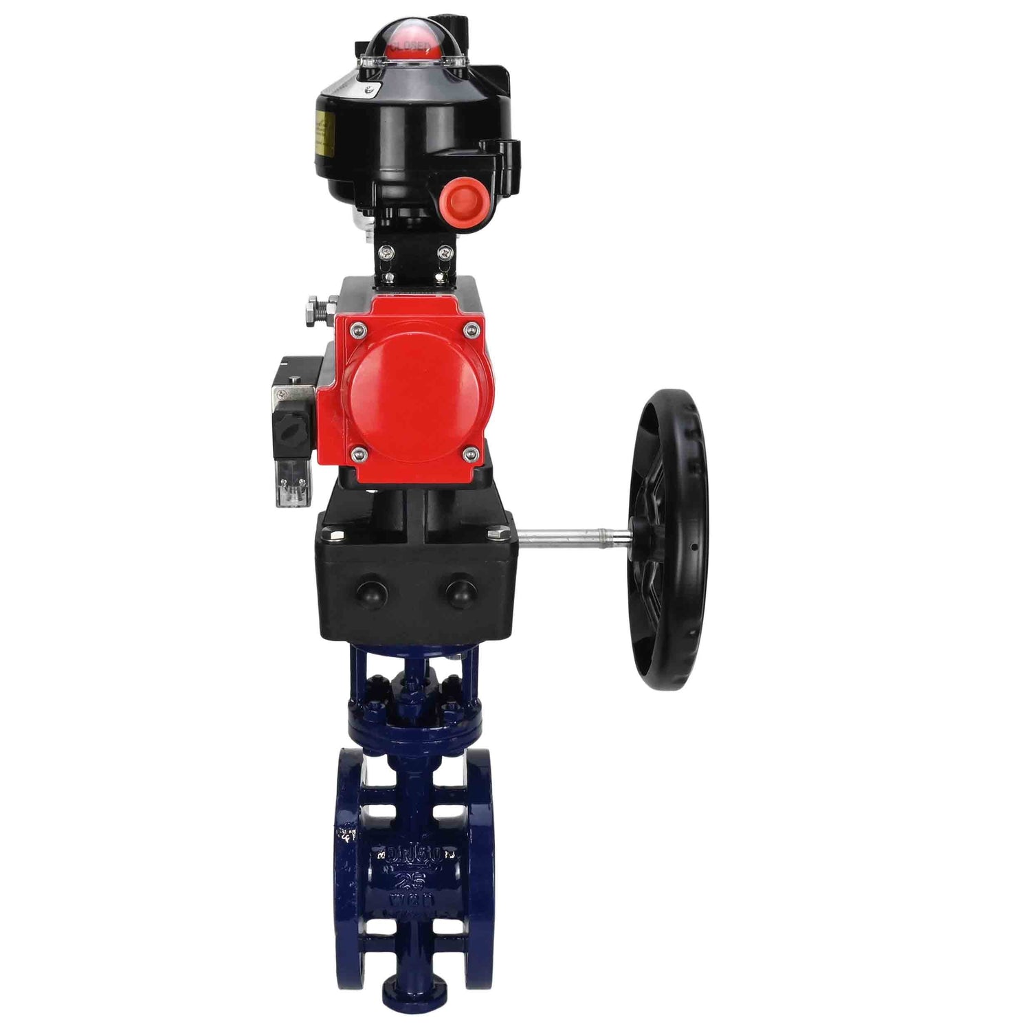 Water Butterfly Valve Elephant WBV3EX-3431M-1W-F-ISO, body material - Carbon steel, disk material - Stainless steel AISI 304, seal - Metal, pneumatic actuator PA-DA double action, 4M310-08 NAMUR 220V, LSU APL-510N EX, handwheel MON, ATU AFC2000