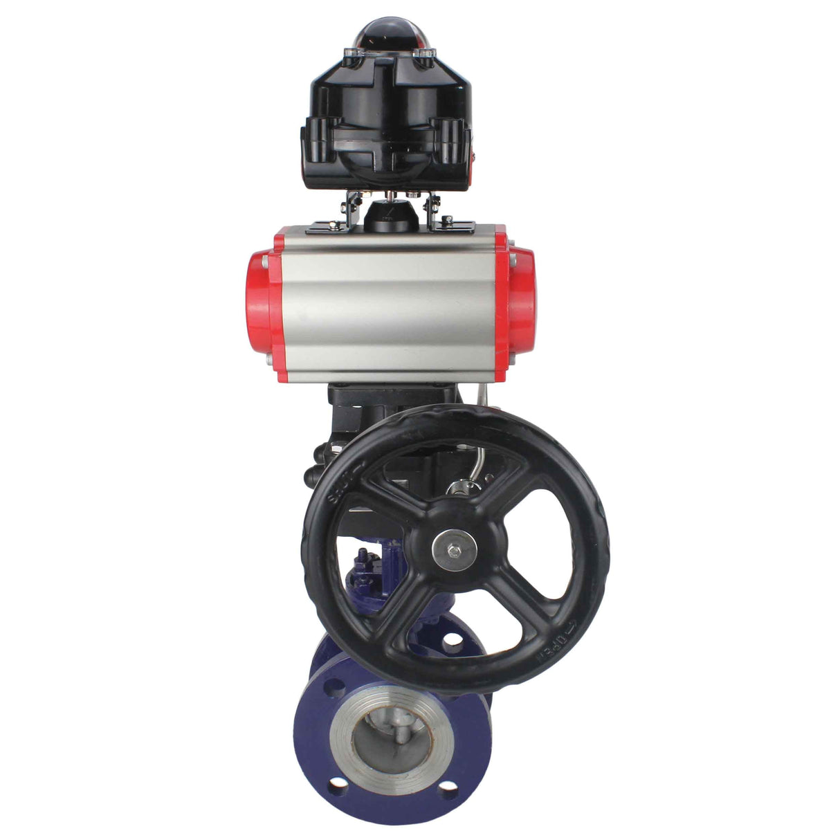 Water Butterfly Valve Elephant WBV3EX-3432M-1W-F-ISO, body material - Carbon steel, disk material - Stainless steel AISI 316, seal - Metal, pneumatic actuator PA-DA double action, 4M310-08 220V, LSU APL-510N EX, handwheel MON