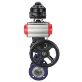 Water Butterfly Valve Elephant WBV3EX-3432M-1W-F-ISO, body material - Carbon steel, disk material - Stainless steel AISI 316, seal - Metal, pneumatic actuator PA-DA double action, 4M310-08 220V, LSU APL-510N EX, handwheel MON