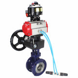 Water Butterfly Valve Elephant WBV3EX-3432M-1W-F-ISO, body material - Carbon steel, disk material - Stainless steel AISI 316, seal - Metal, pneumatic actuator PA-DA double action, 4V320-08 220V, LSU APL-510N EX, handwheel MON