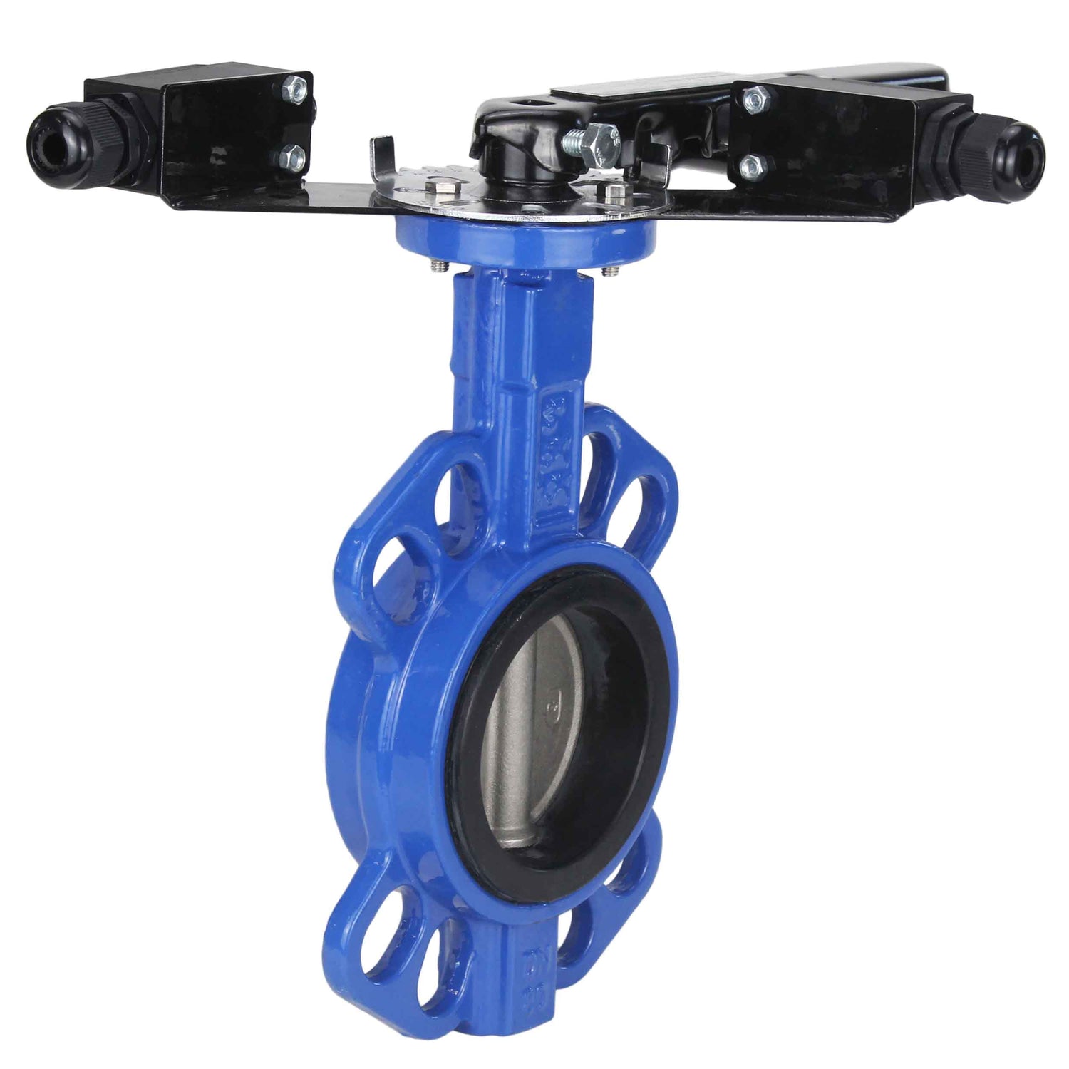 Water butterfly valve Elephant GGG50-316L-EPDM body material - cast iron GGG50, disk material - stainless steel AISI 316L, seal - EPDM with handle, with two LS-103 250V limit switches and a bracket for mounting the limit switches