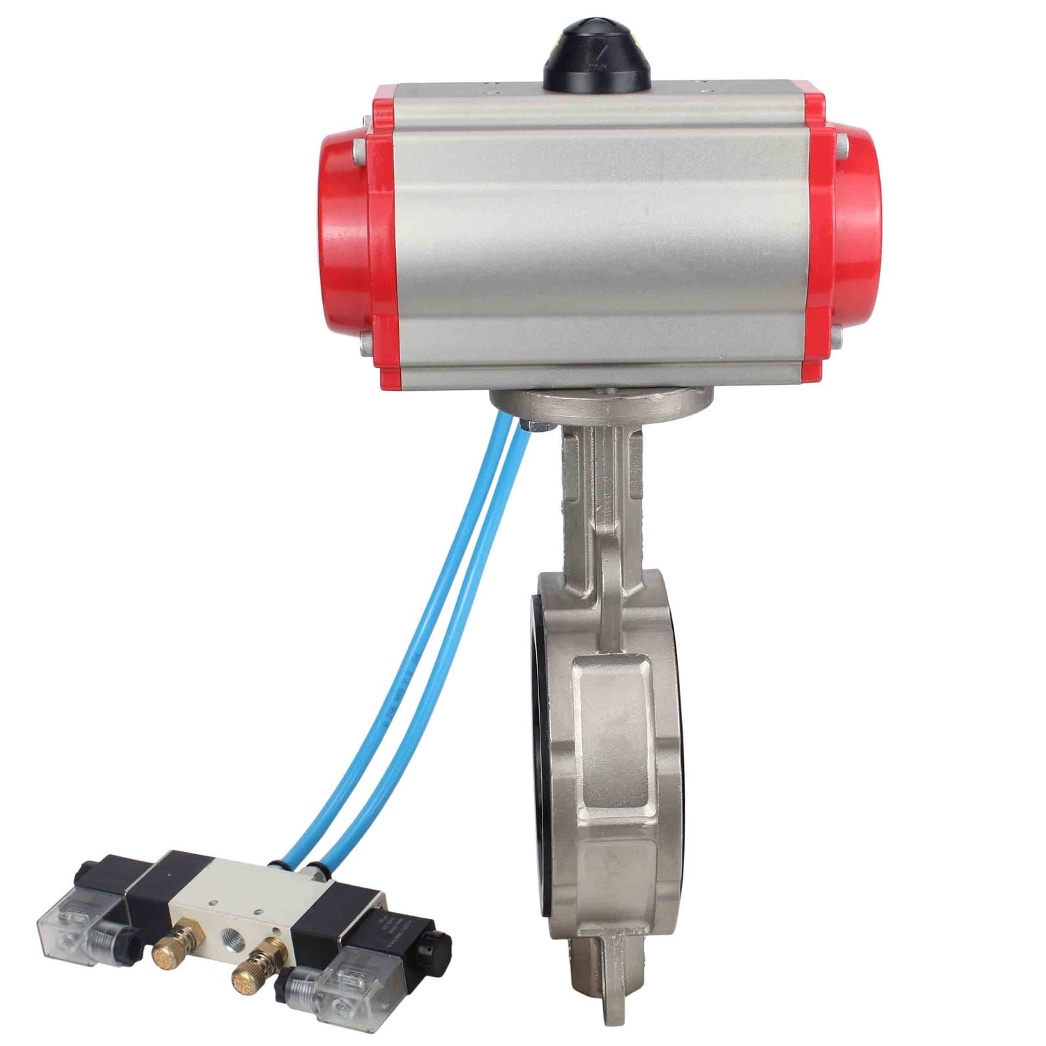 Water Butterfly Valve Elephant WBV3131N-2W-Fb-H, body material - Stainless steel AISI 304, disk material - Stainless steel AISI 304, seal - NBR, pneumatic actuator PA-DA double action, 4V320-08 220V