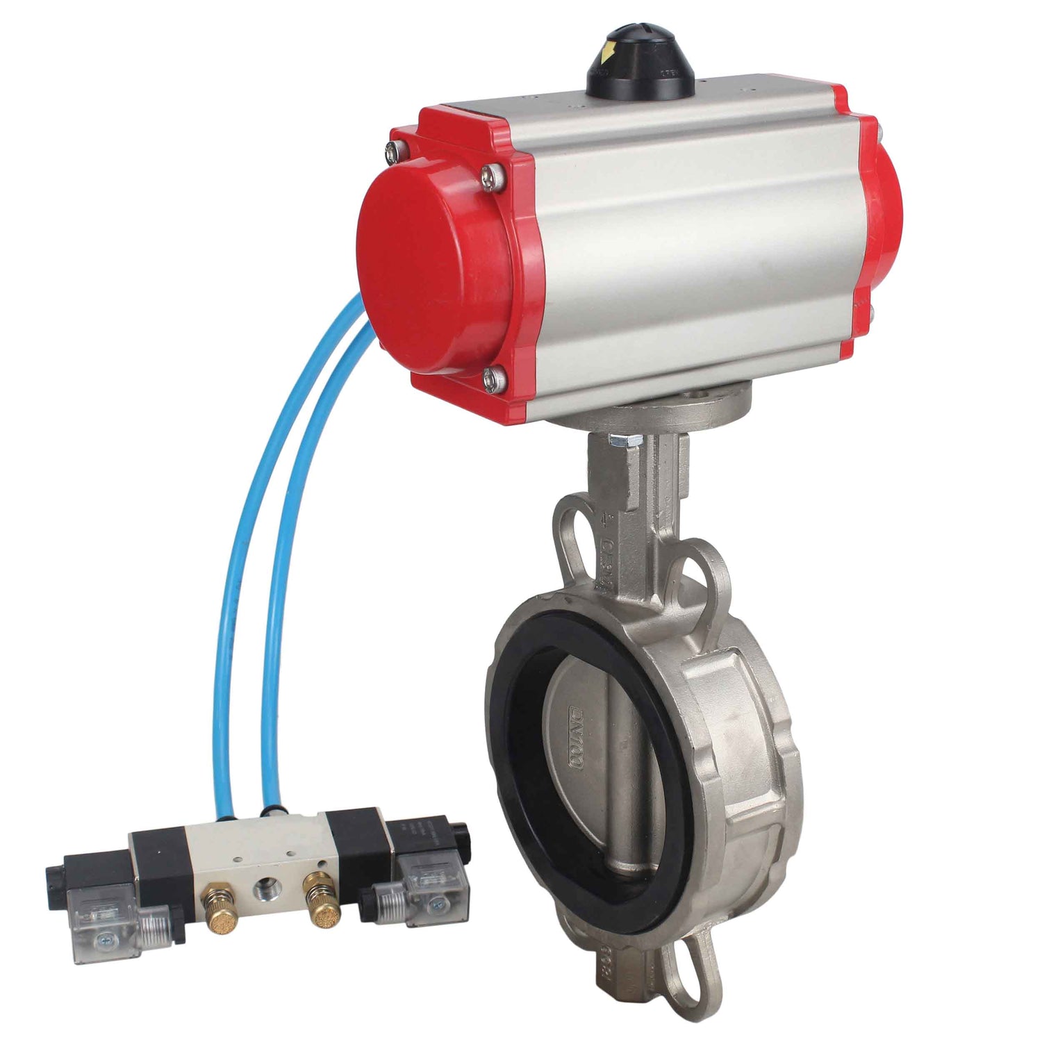 Water Butterfly Valve Elephant WBV3131E-2W-Fb-H, body material - Stainless steel AISI 304, disk material - Stainless steel AISI 304, seal - EPDM, pneumatic actuator PA-SA with return springs, 4V320-08 220V