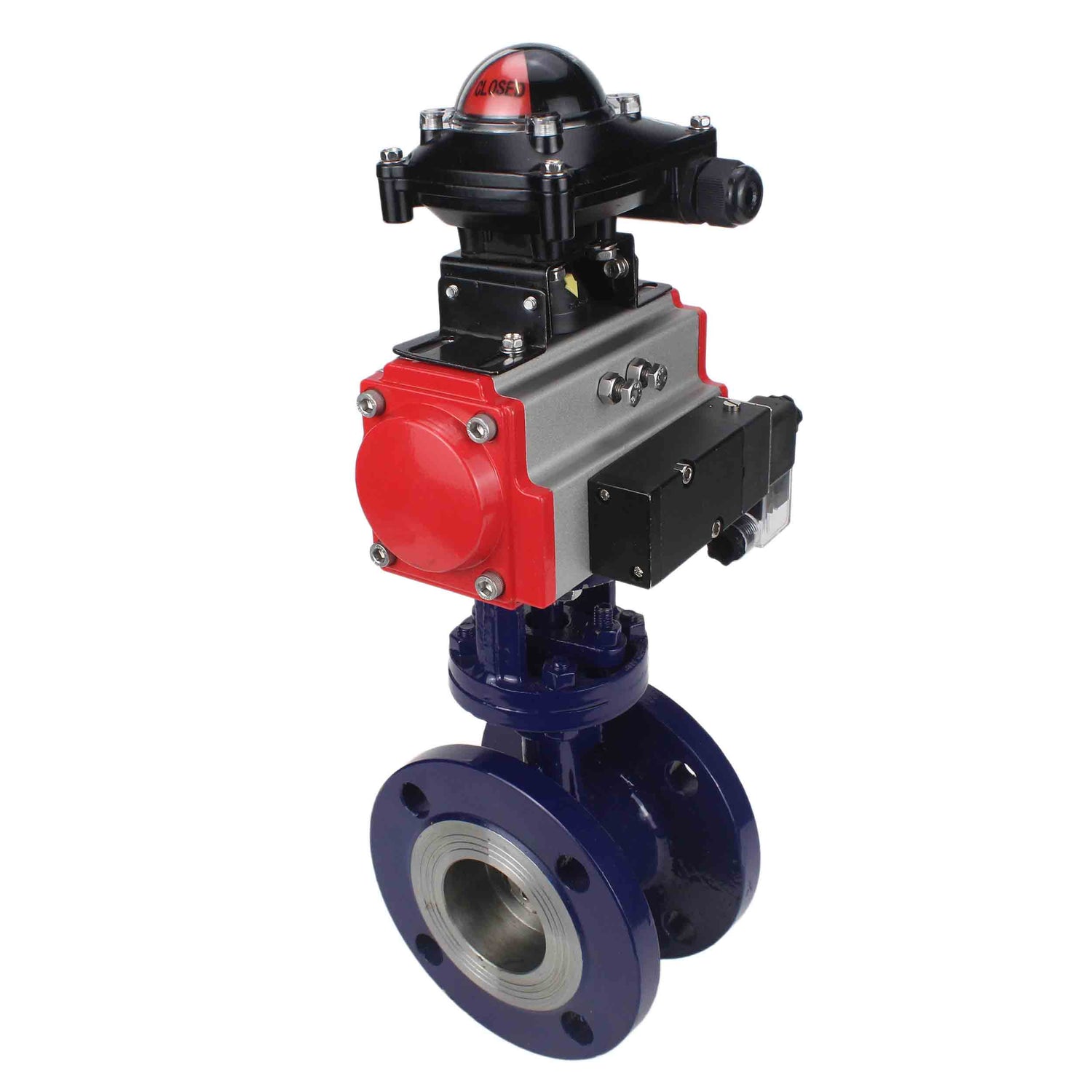 Water Butterfly Valve Elephant WBV3EX-3431M-1W-F-ISO, body material - Carbon steel, disk material - Stainless steel AISI 304, seal - Metal, pneumatic actuator PA-DA double action, 4M310-08 NAMUR 24V, LSU APL-210N