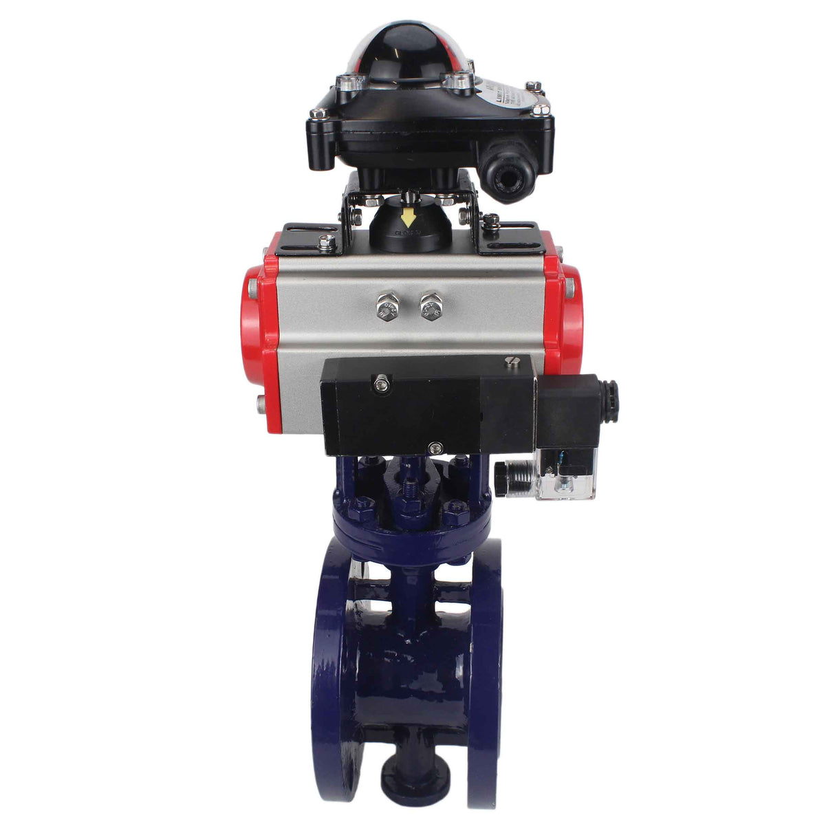 Water Butterfly Valve Elephant WBV3EX-3431M-1W-F-ISO, body material - Carbon steel, disk material - Stainless steel AISI 304, seal - Metal, pneumatic actuator PA-DA double action, 4M310-08 24V, LSU APL-210N