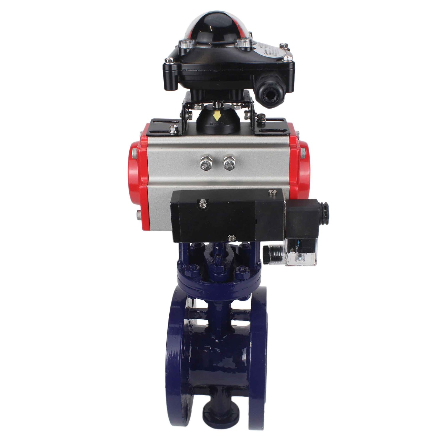 Water Butterfly Valve Elephant WBV3EX-3431M-1W-F-ISO, body material - Carbon steel, disk material - Stainless steel AISI 304, seal - Metal, pneumatic actuator PA-DA double action, 4M310-08 NAMUR 220V, LSU APL-210N