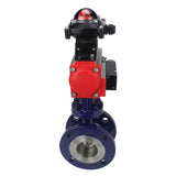 Water Butterfly Valve Elephant WBV3EX-3432M-1W-F-ISO, body material - Carbon steel, disk material - Stainless steel AISI 316, seal - Metal, pneumatic actuator PA-SA with return springs, 4M310-08 24V, LSU APL-210N