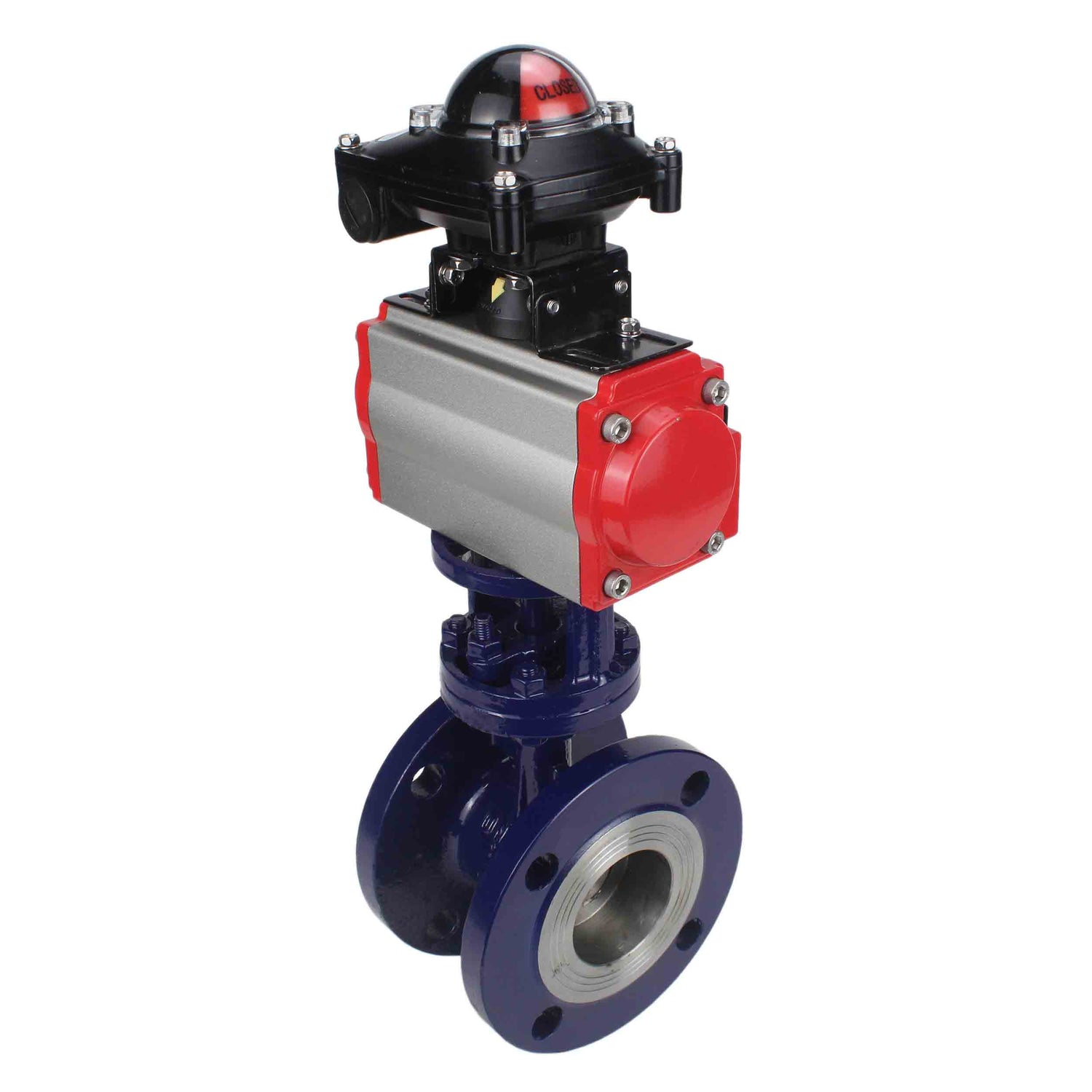 Water Butterfly Valve Elephant WBV3EX-3431M-1W-F-ISO, body material - Carbon steel, disk material - Stainless steel AISI 304, seal - Metal, pneumatic actuator PA-SA with return springs, 4M310-08 NAMUR 220V, LSU APL-210N