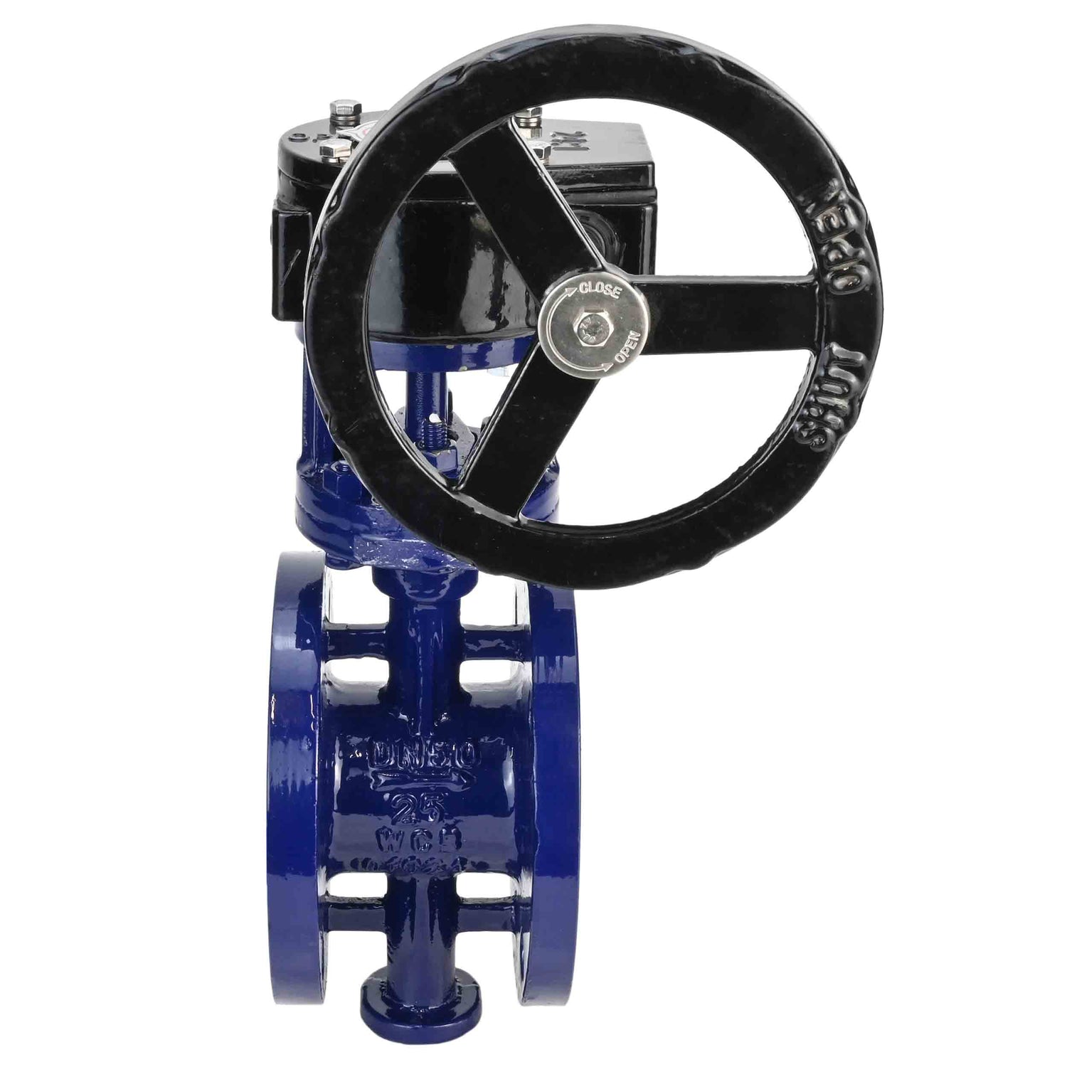 Water Butterfly Valve Elephant WBV3EX-3432M-1W-F-ISO, body material - Carbon steel, disk material - Stainless steel AISI 316, seal - Metal, gearbox RDN RQN