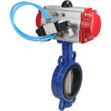 Water Butterfly Valve Elephant WBV1413E-2W-Fb-H, body material - cast iron GGG50, disk material - cast iron GGG40, seal - EPDM, with pneumatic actuator double action PA-DA, 4V320-10 220V