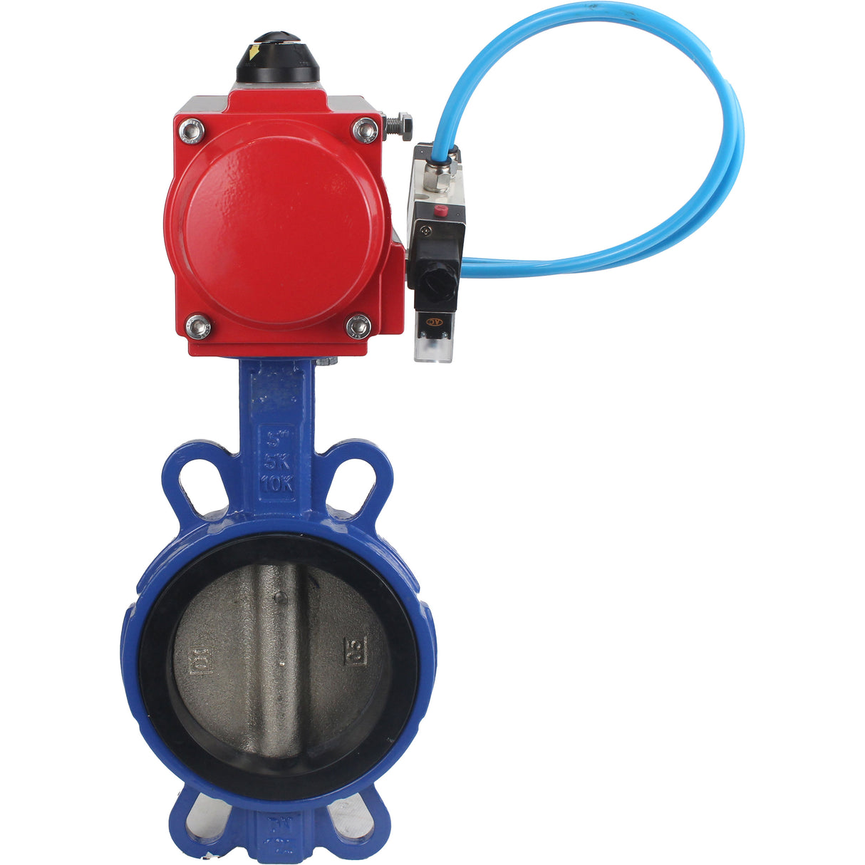 Water Butterfly Valve Elephant WBV1413E-2W-Fb-H, body material - cast iron GGG50, disk material - cast iron GGG40, seal - EPDM, with pneumatic actuator double action PA-DA, 4V320-10 220V