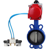Water Butterfly Valve Elephant WBV1413E-2W-Fb-H, body material - cast iron GGG50, disk material - cast iron GGG40, seal - EPDM, with pneumatic actuator double action PA-DA, 4V320-08 220V
