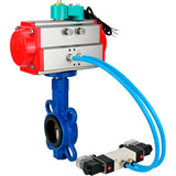 Water Butterfly Valve Elephant WBV1413E-2W-Fb-H DN40-300 16 bar body - GGG50 cast iron, disc - GGG40 cast iron, seal - EPDM, with pneumatic actuator PA-DA-XXX, pneumatic distributor 4V320-08 220V and ALS200D magnetic switch