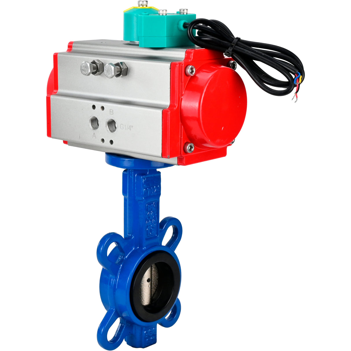 Water Butterfly Valve Elephant WBV1413E-2W-Fb-H DN40-300 16 bar body - GGG50 cast iron, disc - GGG40 cast iron, seal - EPDM, with pneumatic drive PA-DA-XXX and ALS200D magnetic switch