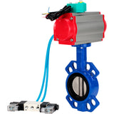 Water Butterfly Valve Elephant WBV1432E-2W-Fb-H DN40-300 16 bar body - GGG50 cast iron, disc - 316L stainless steel, seal - EPDM, with pneumatic actuator PA-DA-XXX, pneumatic distributor 4V320-08 220V and ALS200D magnetic switch
