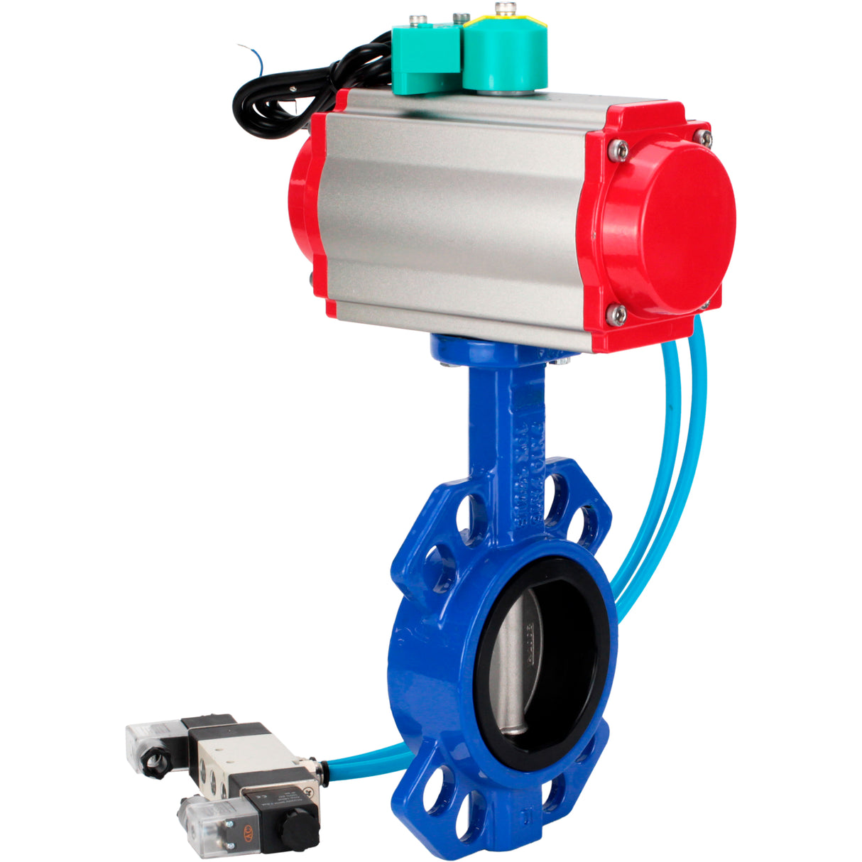 Water Butterfly Valve Elephant WBV1432E-2W-Fb-H DN40-300 16 bar body - GGG50 cast iron, disc - 316L stainless steel, seal - EPDM, with pneumatic actuator PA-DA-XXX, pneumatic distributor 4V320-08 220V and ALS200D magnetic switch