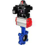 Water Butterfly Valve Elephant WBV1616N-2W-Fb-H, body material - cast iron QT450, disk material - cast iron QT450, seal - NBR, pneumatic actuator PA-SA with return springs, 4M310-08 220V, LSU APL-410N EX