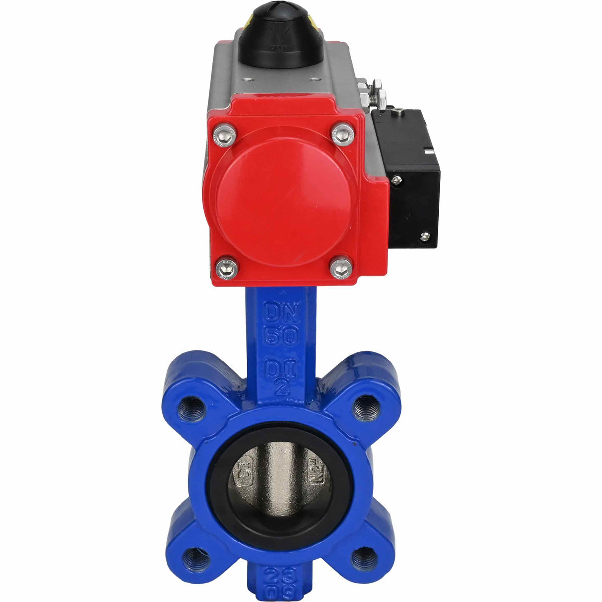 Water Butterfly Valve Elephant WBV1616E-2W-Fb-H, body material - cast iron QT450, disk material - cast iron QT450, seal - EPDM, with pneumatic actuator double action PA-DA, 4M310-08 24V