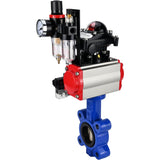 Water Butterfly Valve Elephant WBV1616E-2W-Fb-H, body material - cast iron QT450, disk material - cast iron QT450, seal - EPDM, pneumatic actuator PA-SA with return springs, 4M310-08 24V, LSU APL-210N, ATU AFC2000