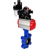 Water Butterfly Valve Elephant WBV1616E-2W-Fb-H, body material - cast iron QT450, disk material - cast iron QT450, seal - EPDM, pneumatic actuator PA-SA with return springs, 4M310-08 24V, LSU APL-210N, ATU AFC2000