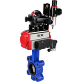 Water Butterfly Valve Elephant WBV1616E-2W-Fb-H, body material - cast iron QT450, disk material - cast iron QT450, seal - EPDM, pneumatic actuator PA-SA with return springs, 4M310-08 24V, LSU APL-210N, ATU AFC2000