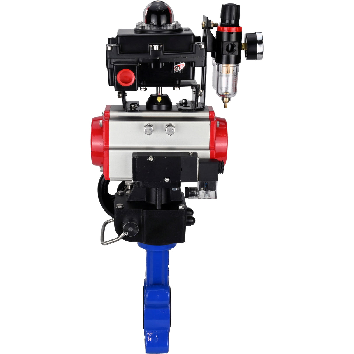 Water Butterfly Valve Elephant WBV1616N-2W-Fb-H, body material - cast iron QT450, disk material - cast iron QT450, seal - NBR, pneumatic actuator PA-DA double action, 4M310-08 24V, LSU APL-410N EX, handwheel MON, ATU AFC2000