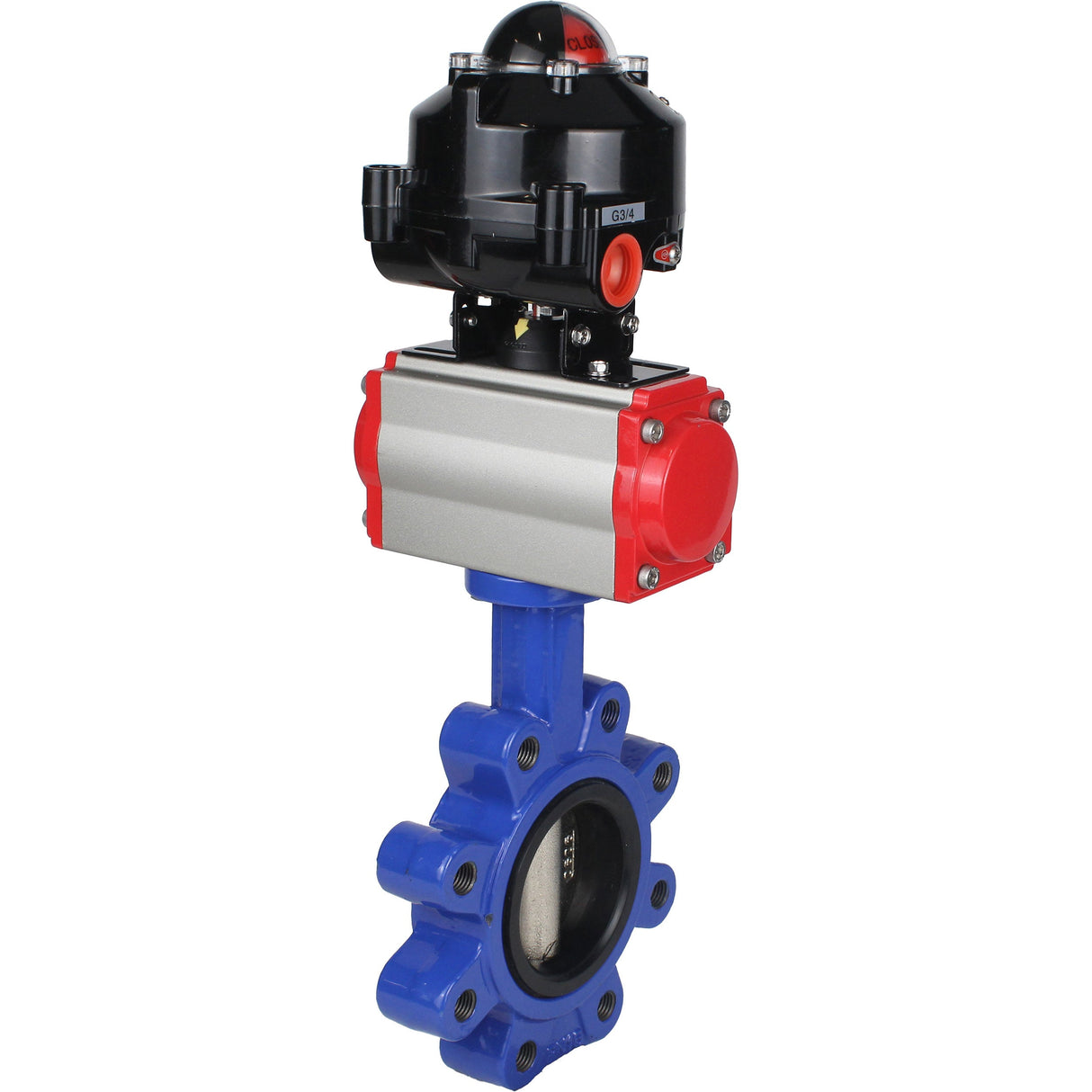 Water Butterfly Valve Elephant WBV1616E-2W-Fb-H, body material - cast iron QT450, disk material - cast iron QT450, seal - EPDM, pneumatic actuator PA-SA with return springs, 4M310-08 24V, LSU APL-510N EX