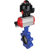 Water Butterfly Valve Elephant WBV1616E-2W-Fb-H, body material - cast iron QT450, disk material - cast iron QT450, seal - EPDM, pneumatic actuator PA-SA with return springs, 4M310-08 24V, LSU APL-510N EX