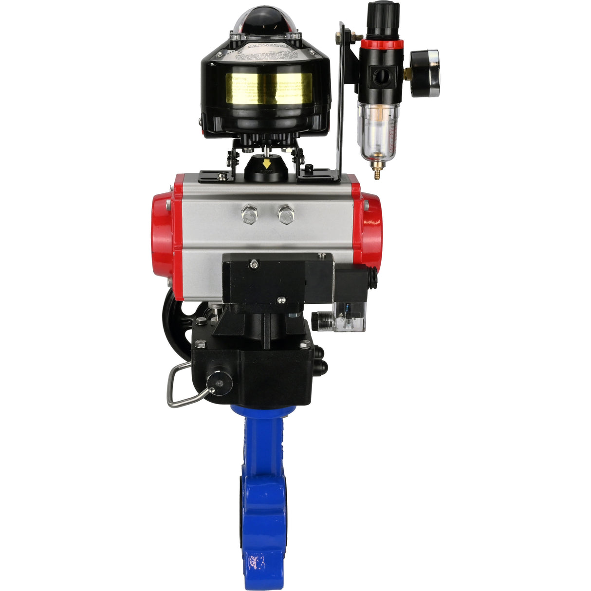 Water Butterfly Valve Elephant WBV1616N-2W-Fb-H, body material - cast iron QT450, disk material - cast iron QT450, seal - NBR, pneumatic actuator PA-DA double action, 4M310-08 24V, LSU APL-510N EX, handwheel MON, ATU AFC2000
