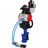 Water Butterfly Valve Elephant WBV1616N-2W-Fb-H, body material - cast iron QT450, disk material - cast iron QT450, seal - NBR, pneumatic actuator PA-DA double action, 4V320-08 220V, LSU APL-210N, handwheel MON, ATU AFC2000