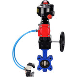 Water Butterfly Valve Elephant WBV1616N-2W-Fb-H, body material - cast iron QT450, disk material - cast iron QT450, seal - NBR, pneumatic actuator PA-DA double action, 4V320-10 220V, LSU APL-510N EX, handwheel MON