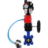 Water Butterfly Valve Elephant WBV1616N-2W-Fb-H, body material - cast iron QT450, disk material - cast iron QT450, seal - NBR, pneumatic actuator PA-DA double action, 4V320-08 220V, LSU APL-510N EX, handwheel MON, ATU AFC2000