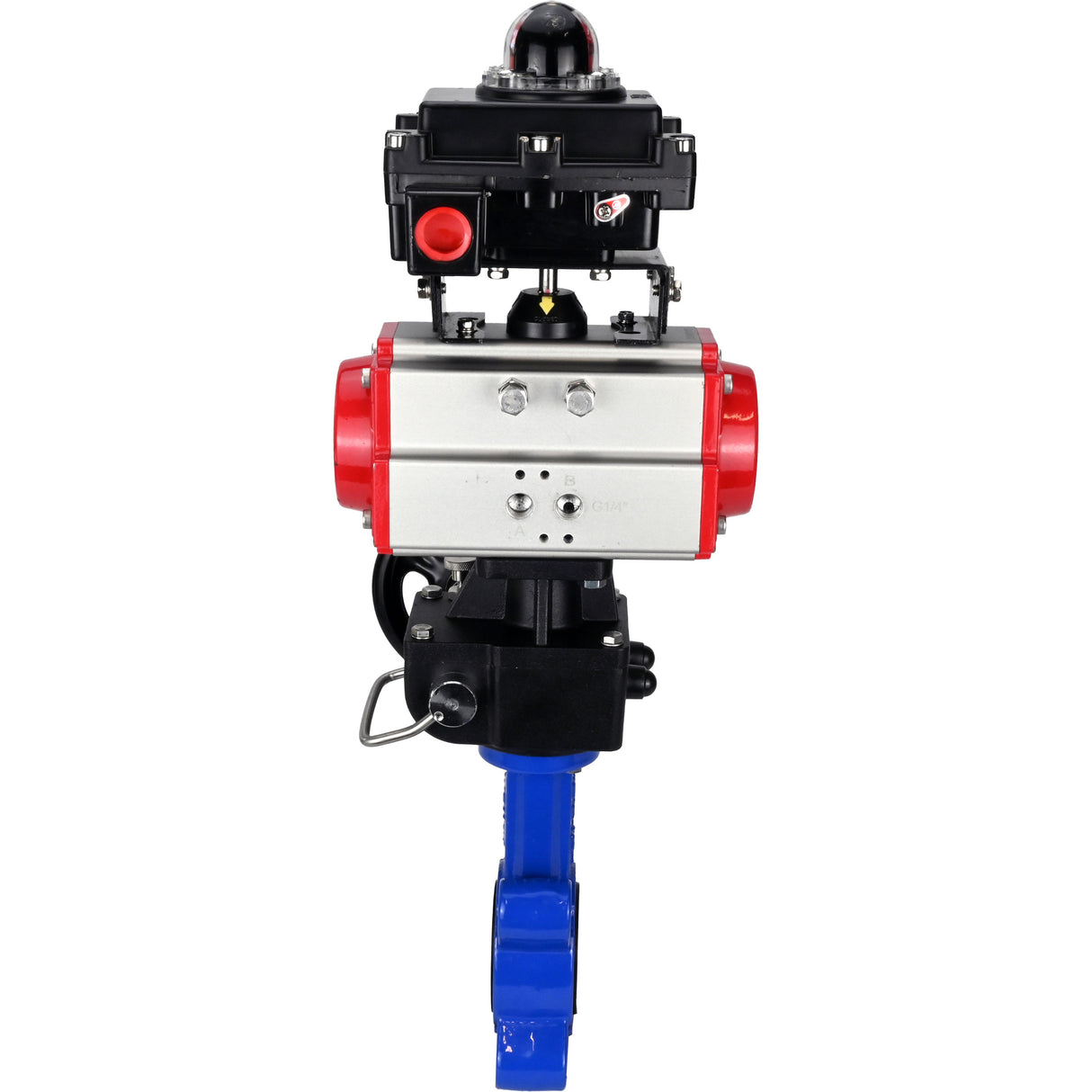 Water Butterfly Valve Elephant WBV1616E-2W-Fb-H, body material - cast iron QT450, disk material - cast iron QT450, seal - EPDM, with pneumatic actuator double action PA-DA, handwheel MON, LSU APL-410N EX