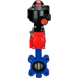 Water Butterfly Valve Elephant WBV1616E-2W-Fb-H, body material - cast iron QT450, disk material - cast iron QT450, seal - EPDM, with pneumatic actuator double action PA-DA, BKV APL-510N EX