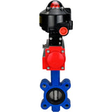 Water Butterfly Valve Elephant WBV1616E-2W-Fb-H, body material - cast iron QT450, disk material - cast iron QT450, seal - EPDM, with pneumatic actuator double action PA-DA, LSU APL-510N EX