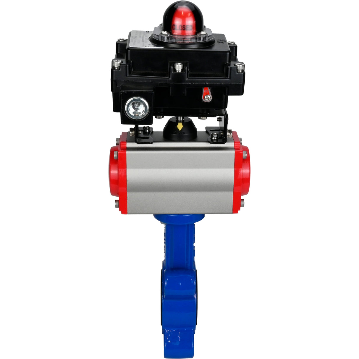 Water Butterfly Valve Elephant WBV1616N-2W-Fb-H, body material - cast iron QT450, disk material - cast iron QT450, seal - NBR, with pneumatic actuator double action PA-DA, LSU APL-410N EX