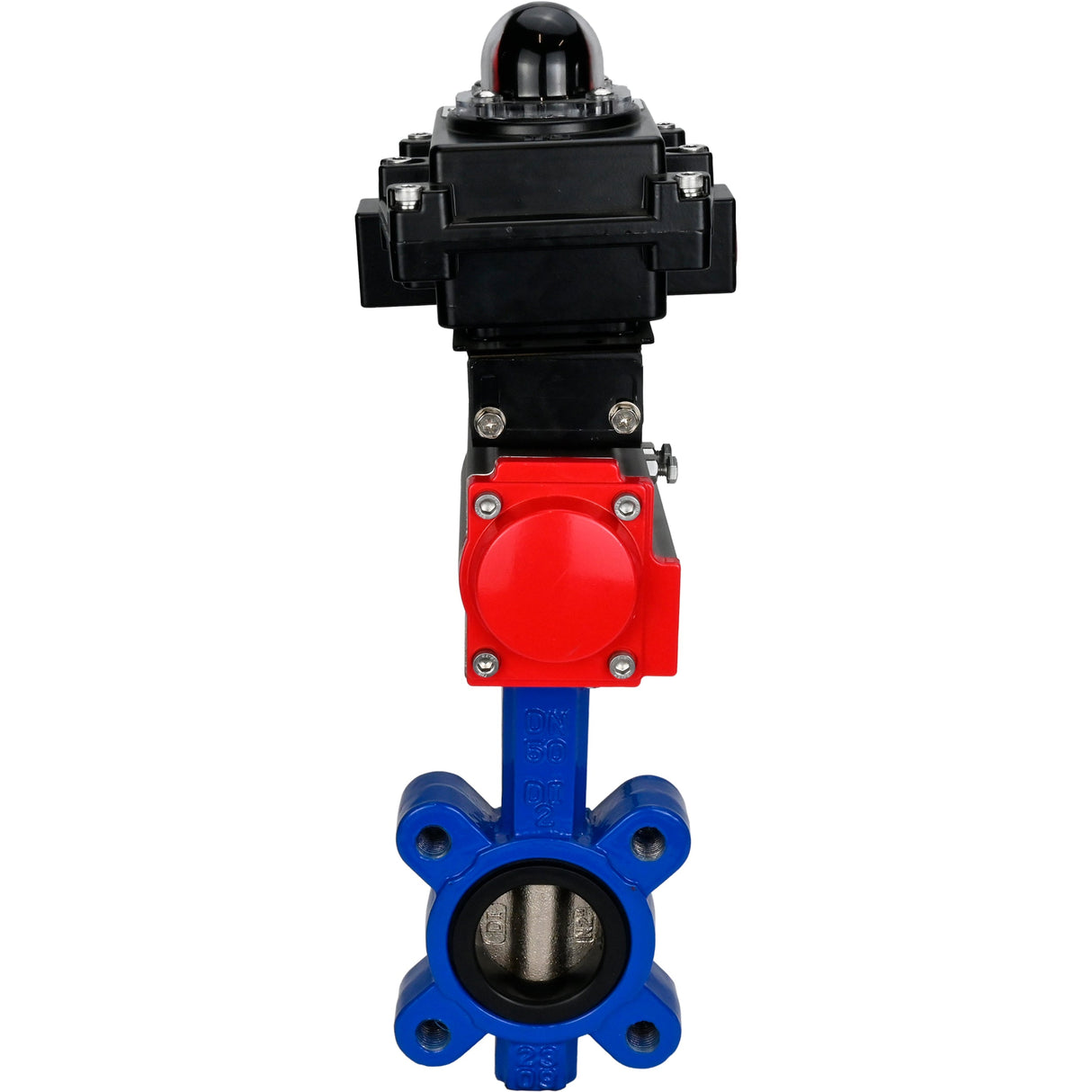 Water Butterfly Valve Elephant WBV1616N-2W-Fb-H, body material - cast iron QT450, disk material - cast iron QT450, seal - NBR, with pneumatic actuator double action PA-DA, LSU APL-410N EX