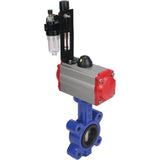 Water Butterfly Valve Elephant WBV1616E-2W-Fb-H, body material - cast iron QT450, disk material - cast iron QT450, seal - EPDM, with pneumatic actuator double action PA-DA, 4M310-08 24V, ATU AFC2000