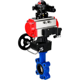 Water Butterfly Valve Elephant WBV1616E-2W-Fb-H, body material - cast iron QT450, disk material - cast iron QT450, seal - EPDM, pneumatic actuator PA-DA double action, 4M310-08 24V, LSU APL-210N, handwheel MON