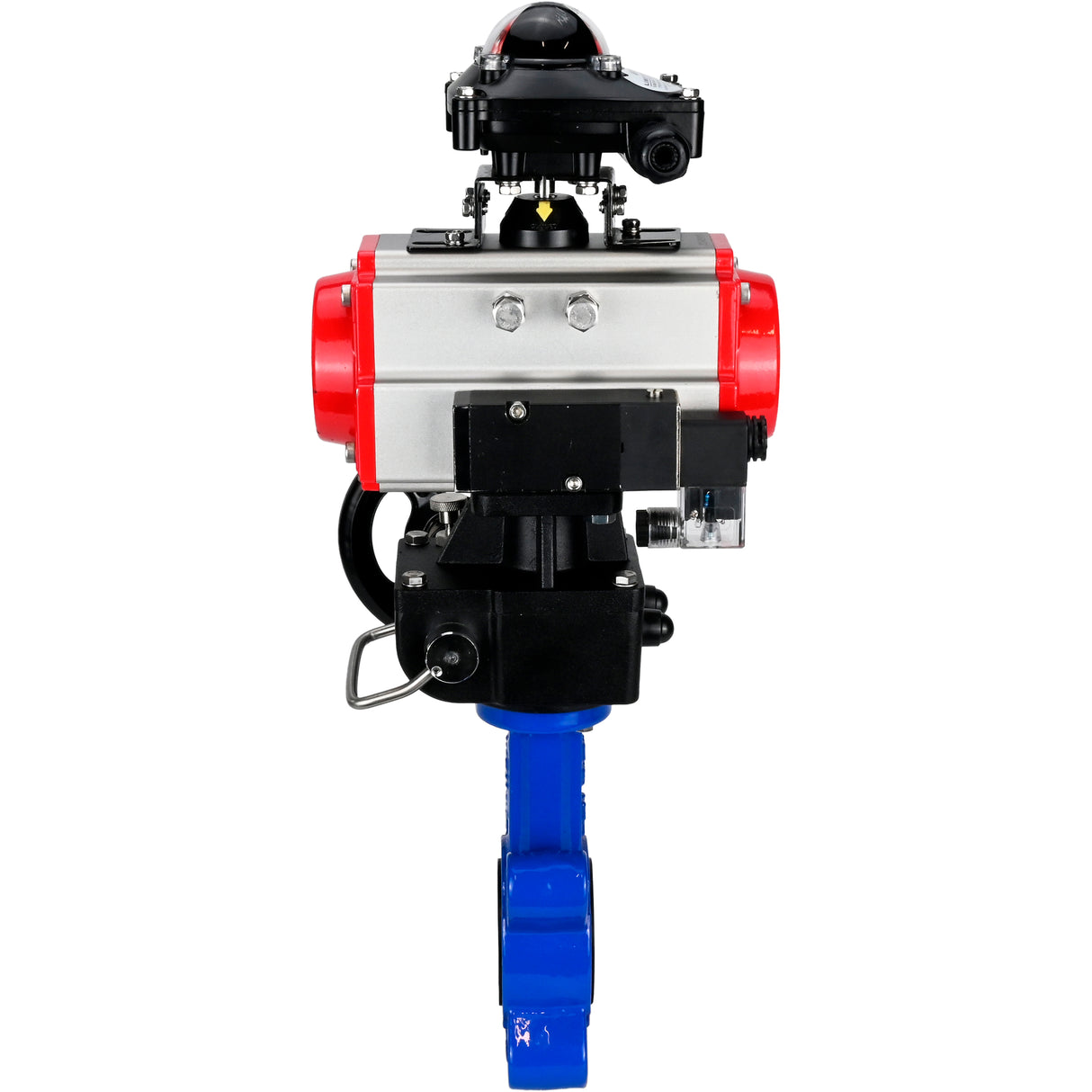 Water Butterfly Valve Elephant WBV1616E-2W-Fb-H, body material - cast iron QT450, disk material - cast iron QT450, seal - EPDM, pneumatic actuator PA-DA double action, 4M310-08 24V, LSU APL-210N, handwheel MON