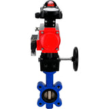 Water Butterfly Valve Elephant WBV1616E-2W-Fb-H, body material - cast iron QT450, disk material - cast iron QT450, seal - EPDM, pneumatic actuator PA-DA double action, 4M310-08 24V, LSU APL-210N, handwheel MON
