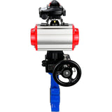 Water Butterfly Valve Elephant WBV1616E-2W-Fb-H, body material - cast iron QT450, disk material - cast iron QT450, seal - EPDM, pneumatic actuator PA-DA double action, 4M310-08 24V, LSU APL-210N, handwheel MON