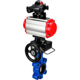 Water Butterfly Valve Elephant WBV1616E-2W-Fb-H, body material - cast iron QT450, disk material - cast iron QT450, seal - EPDM, pneumatic actuator PA-DA double action, 4M310-08 24V, LSU APL-210N, handwheel MON