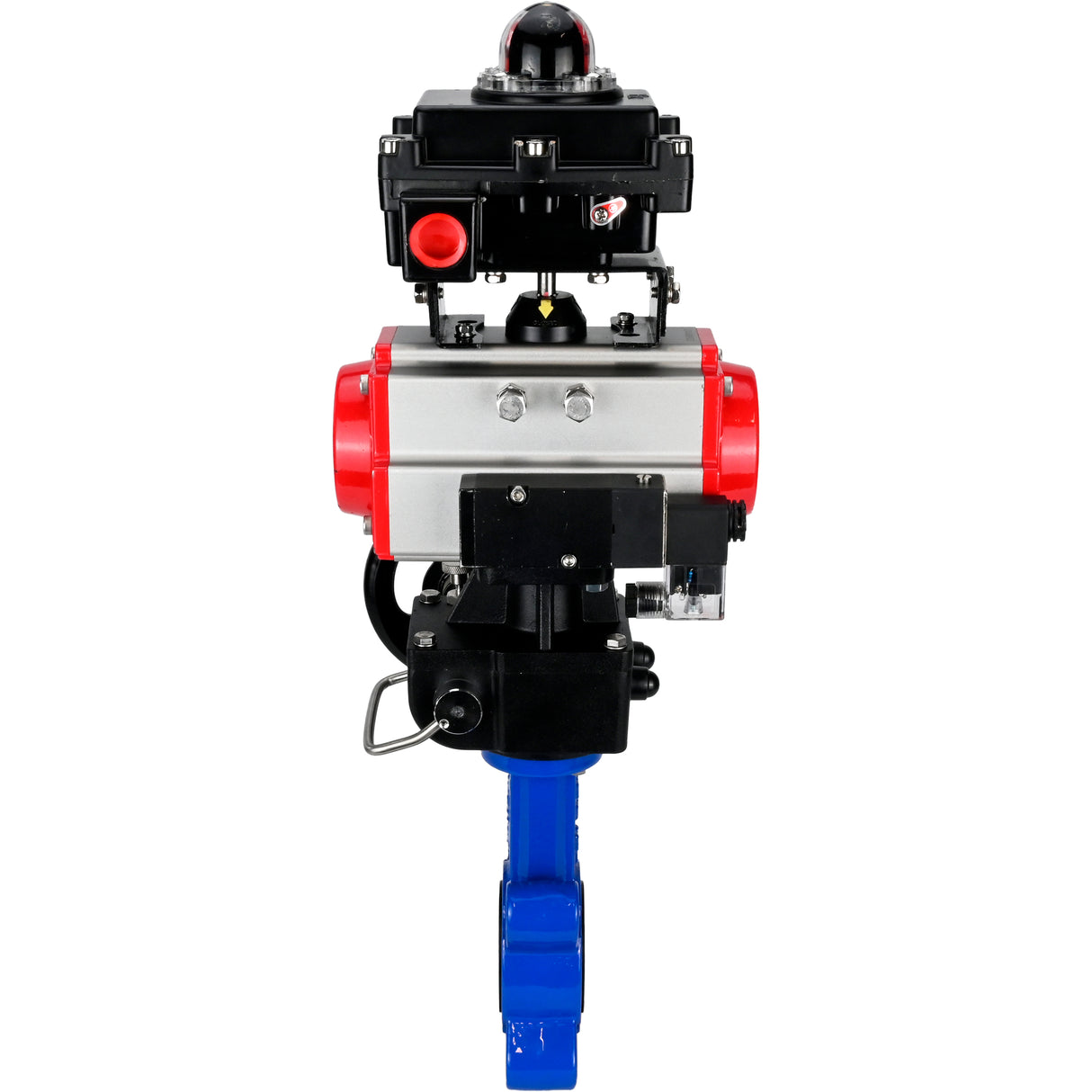 Water Butterfly Valve Elephant WBV1616N-2W-Fb-H, body material - cast iron QT450, disk material - cast iron QT450, seal - NBR, pneumatic actuator PA-DA double action, 4M310-08 24V, LSU APL-410N EX, handwheel MON