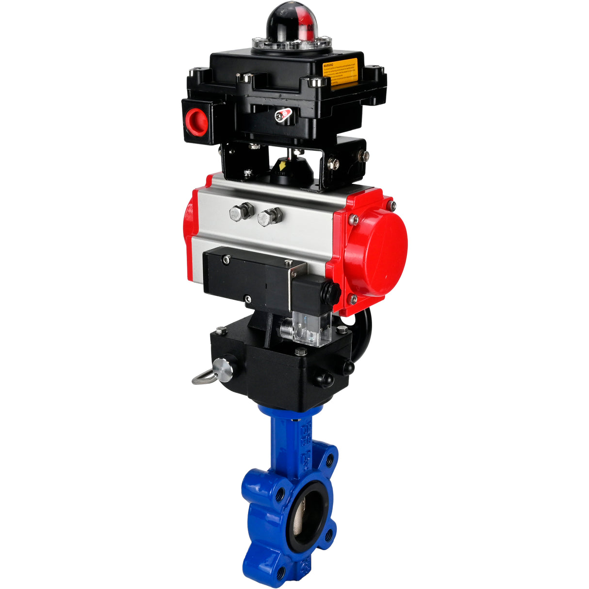 Water Butterfly Valve Elephant WBV1616N-2W-Fb-H, body material - cast iron QT450, disk material - cast iron QT450, seal - NBR, pneumatic actuator PA-DA double action, 4M310-08 24V, LSU APL-410N EX, handwheel MON